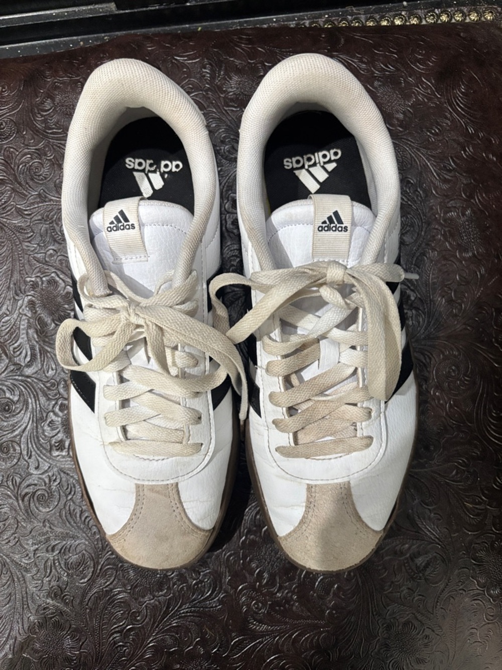 adidas White, Black & Beige Retro Trainer